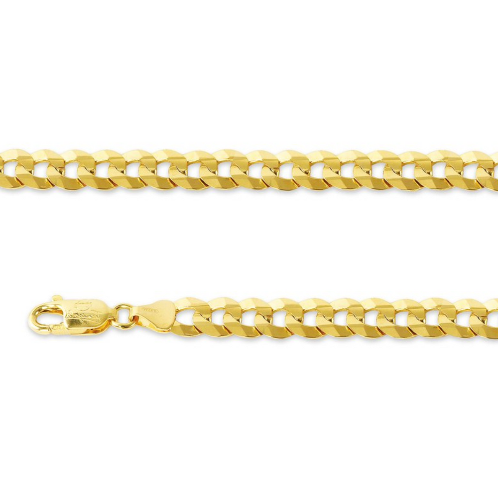 10kt Yellow Gold 8" 8.2mm Concave Curb Bracelet