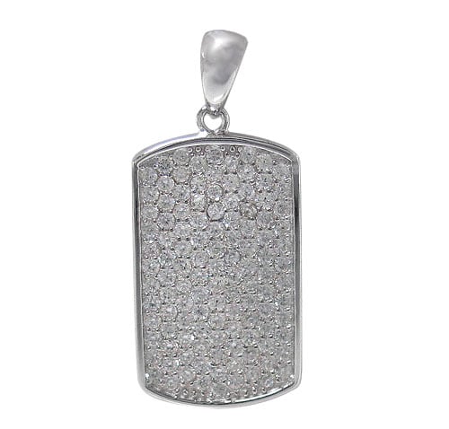 Sterling Silver Dogtag with CZ Necklace
