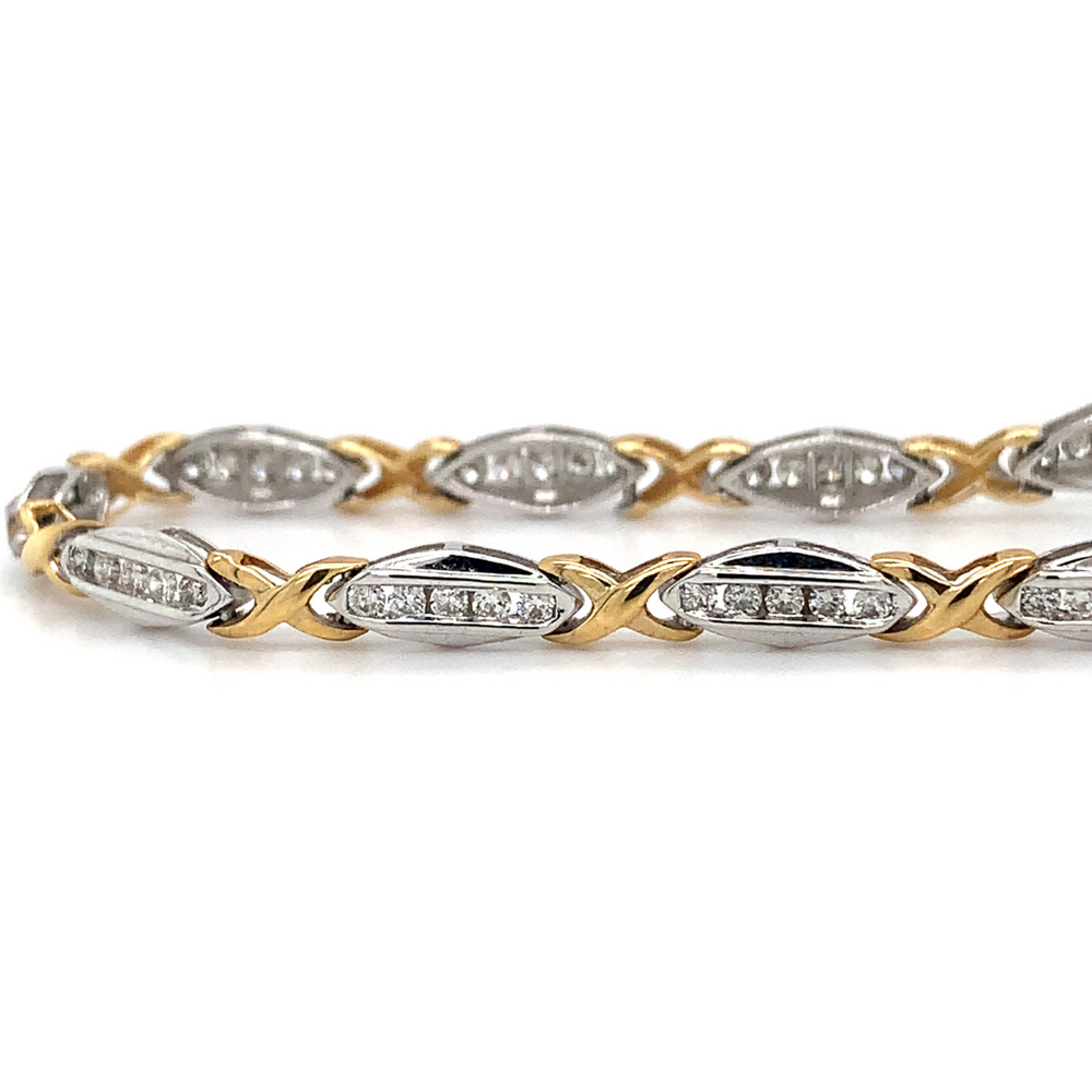 14KT Two-tone Gold Natural Diamond 1.00TW Bracelet