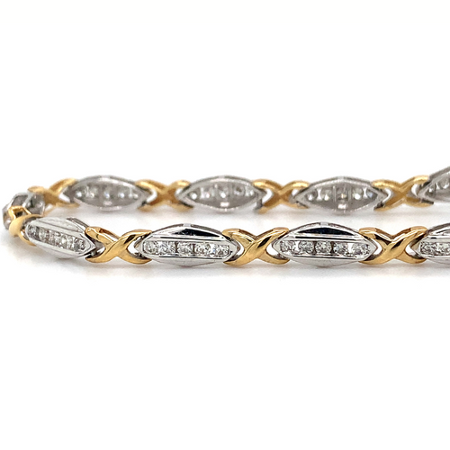 14KT Two-tone Gold Natural Diamond 1.00TW Bracelet