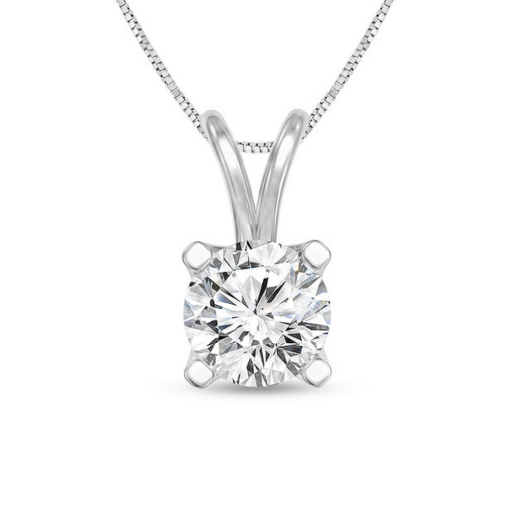 14kt White Gold 0.53t Round Cut Lab Grown Diamond Pendant and Chain