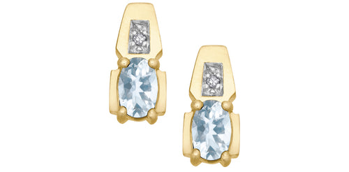 10kt Yellow Gold Aquamarine & Diamond earrings