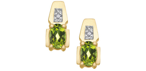 10kt Yellow Gold Peridot & Diamond Earrings