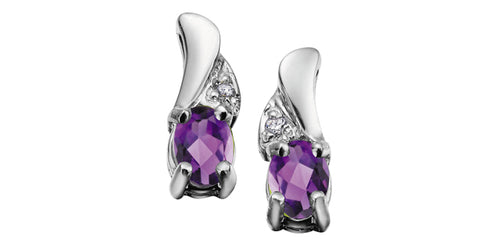 10kt White Gold Amethyst & Diamond Earrings