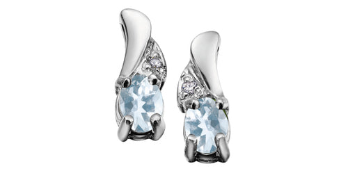 10kt White Gold Aquamarine & Diamond Earrings