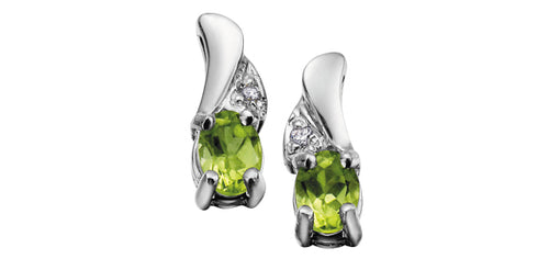 10kt White Gold Peridot & Diamonds Earrings