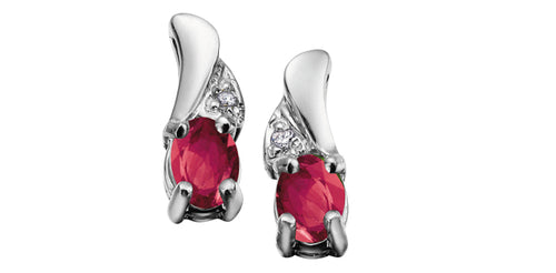 10kt White Gold Ruby & Diamond earrings