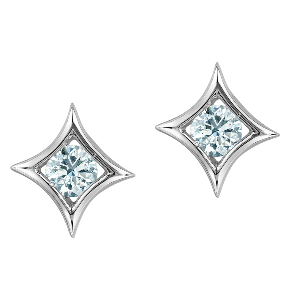 10kt White Gold .25ct Total Weight Round Cut Lab Grown Diamond Star Stud Earrings