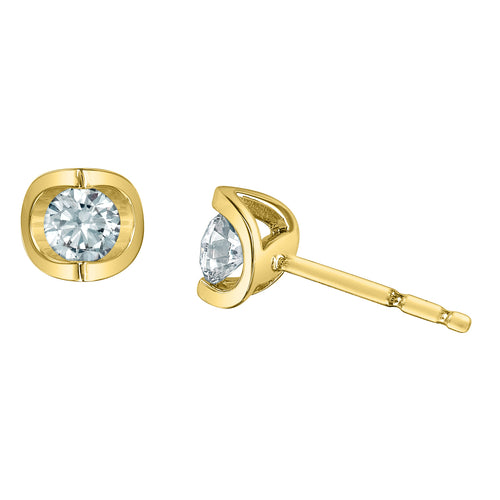10kt Yellow Gold .40ct Total Weight Round Cut Lab Grown Diamond Stud Earrings