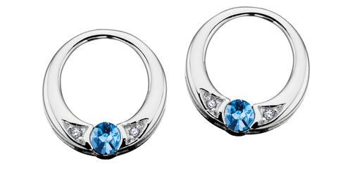 10kt White Gold Blue Topaz & Diamond Earrings
