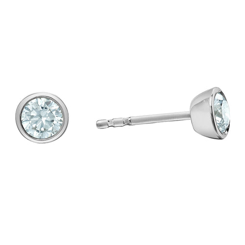 10kt White Gold .50ct Total Weight Round Cut Lab Grown Diamond Bezel Set Stud Earrings