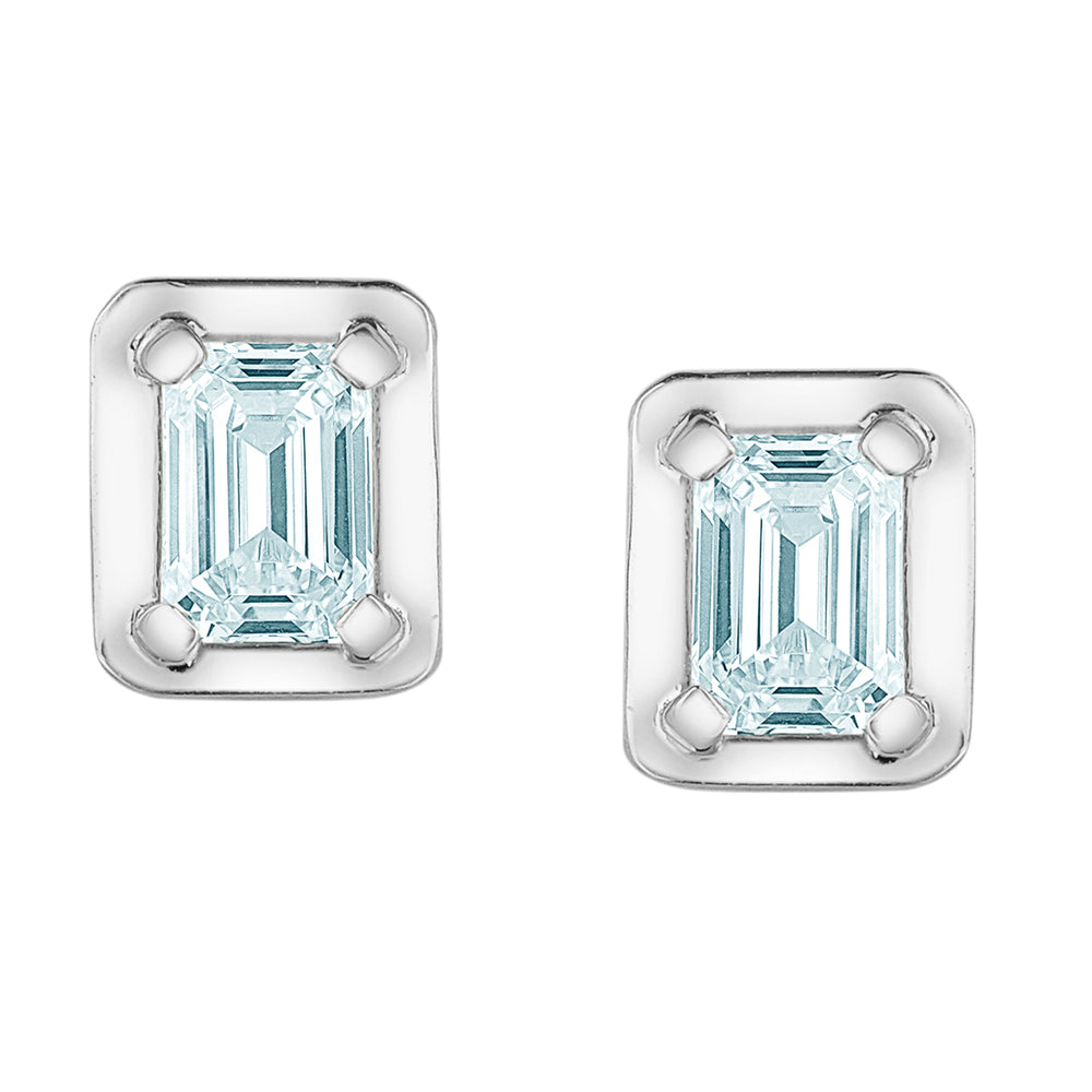 10kt White Gold .45ct Total Weight Emerald Cut Lab Grown Diamond Stud Earrings