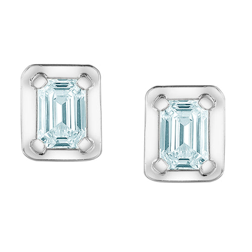 10kt White Gold .45ct Total Weight Emerald Cut Lab Grown Diamond Stud Earrings