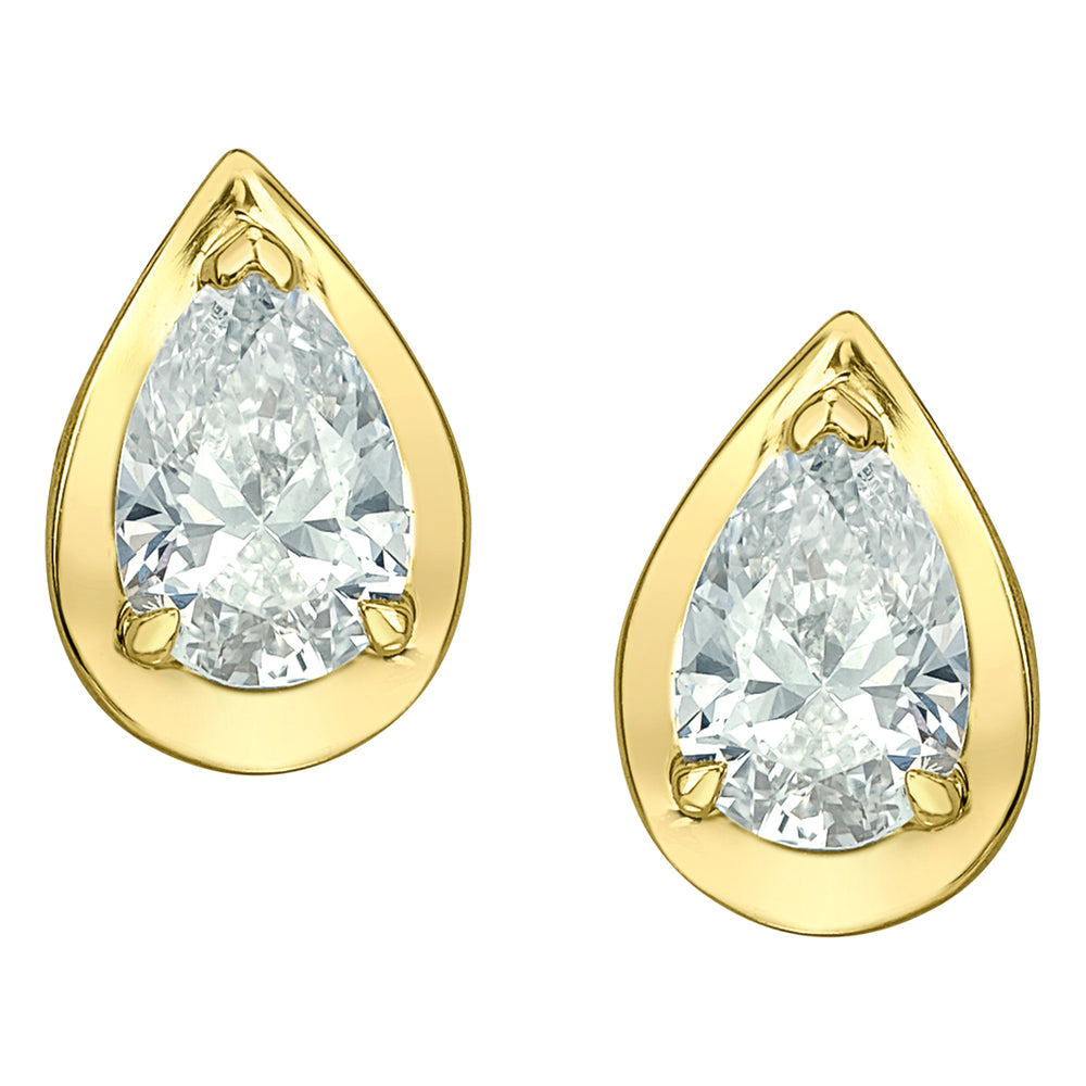 10kt Yellow Gold .45ct Total Weight Pear Cut Lab Grown Diamond Stud Earrings