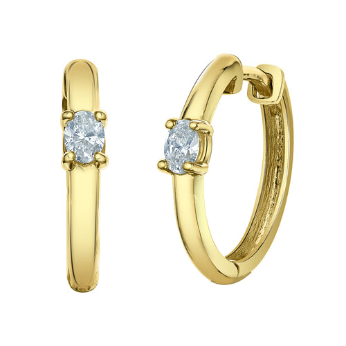 10kt Yellow Gold .20ct Total Weight Round Cut Lab Grown Diamond Hoop Earrings