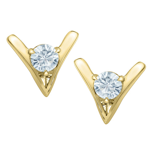 10kt Yellow Gold .50ct Total Weight Round Cut Lab Grown Diamond Stud Earrings