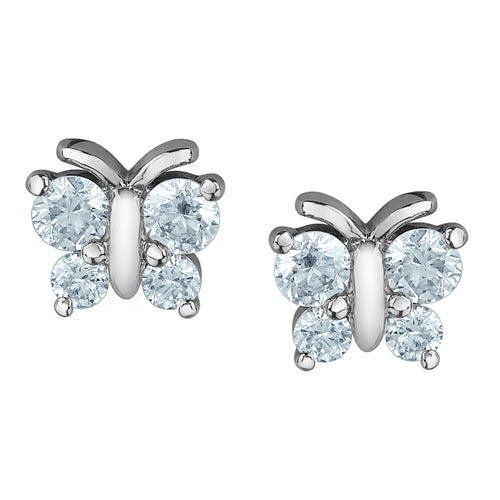 10kt White Gold .34ct Total Weight Round Cut Lab Grown Diamond Butterfly Stud Earrings