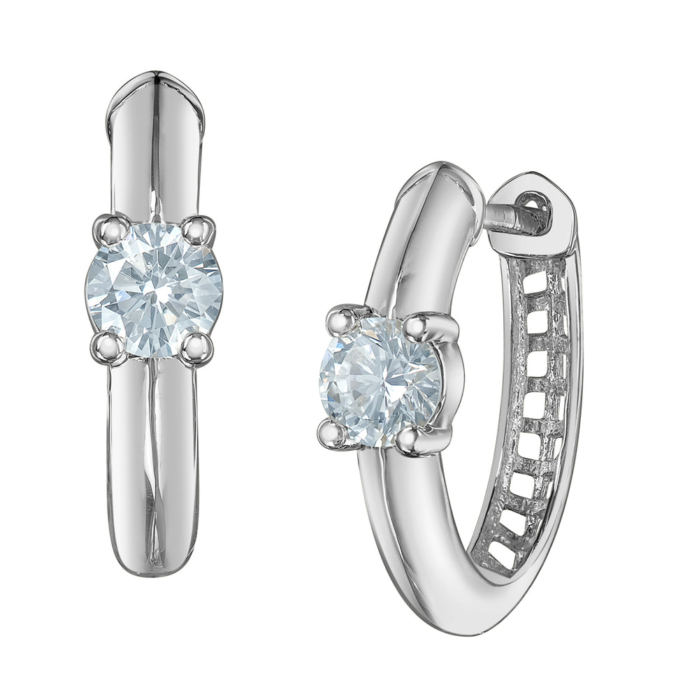 10kt White Gold .40ct Total Weight Round Cut Lab Grown Diamond Hoop Earrings