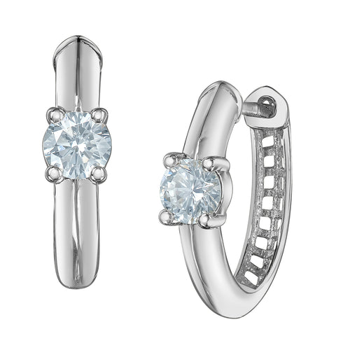 10kt White Gold .40ct Total Weight Round Cut Lab Grown Diamond Hoop Earrings