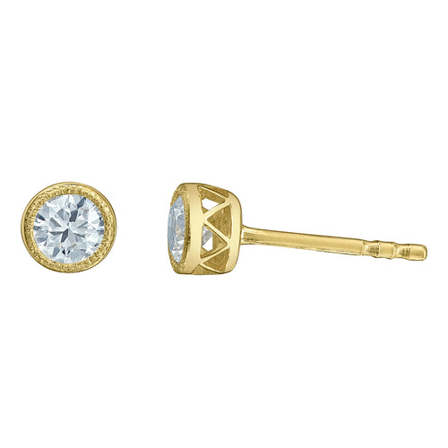 10kt Yellow Gold .40ct Total Weight Round Cut Lab Grown Diamond Bezel Set Stud Earrings