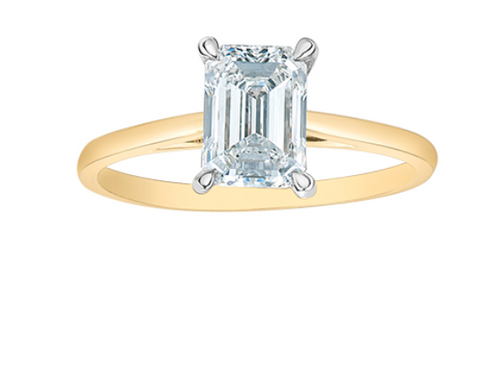 14kt Yellow Gold 0.50 TDW Emerald Cut Lab Grown Diamond Ring