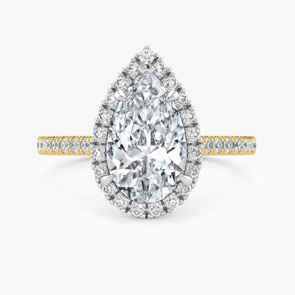 14kt Yellow Gold 3.11 TDW Lab Grown Pear Cut Diamond Engagement Ring