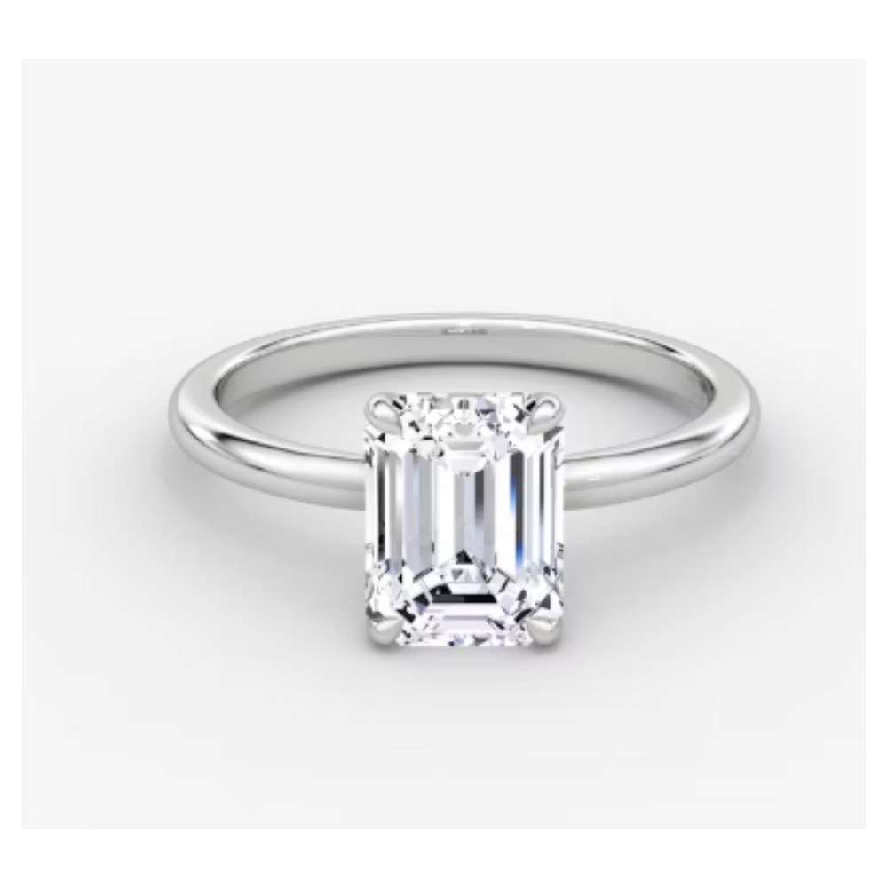 Platinum 3.12 TDW Emerald Cut Lab Grown Diamond Ring