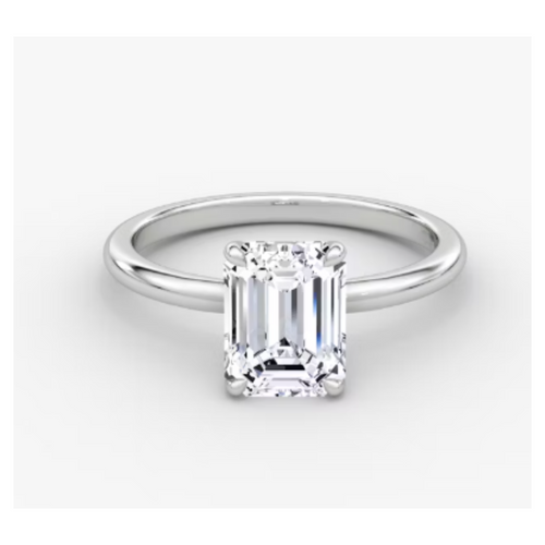 Platinum 3.12 TDW Emerald Cut Lab Grown Diamond Ring