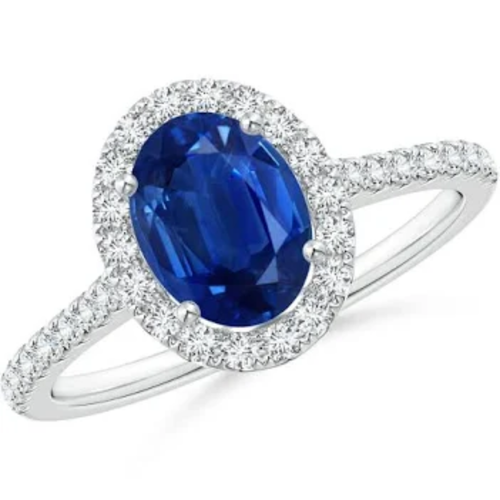 10kt White Gold 1.5 Sapphire +.16TW Ring