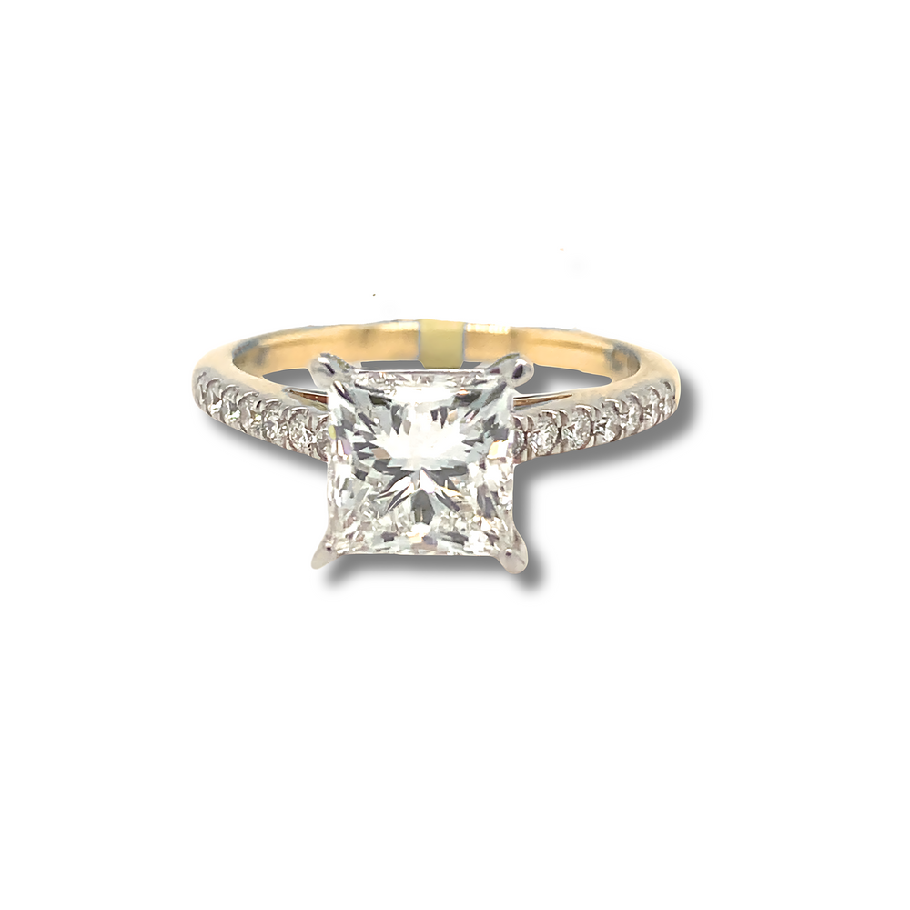 14kt Yellow Gold 2.20 TDW Princess Cut Lab Grown Diamond Ring