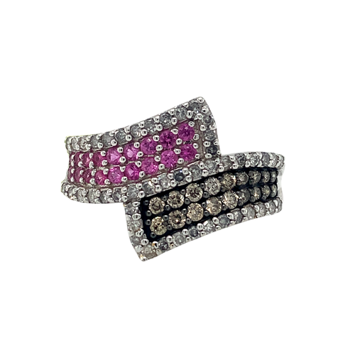 14kt White Gold 036 Pink Sapphire + .70TW Ring