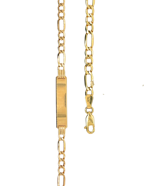 10kt Yellow Gold 4mm 7.5" Figaro ID Bracelet
