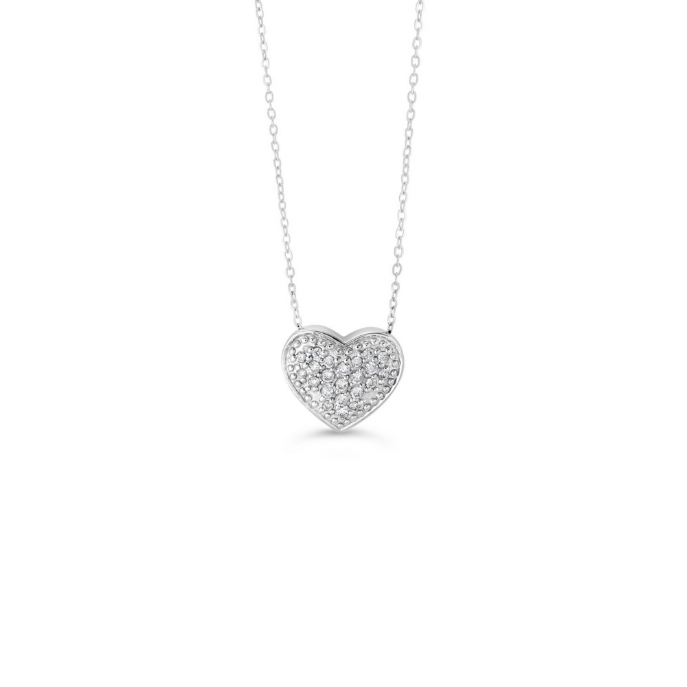 10kt White Gold Diamond Pavé Heart Pendant