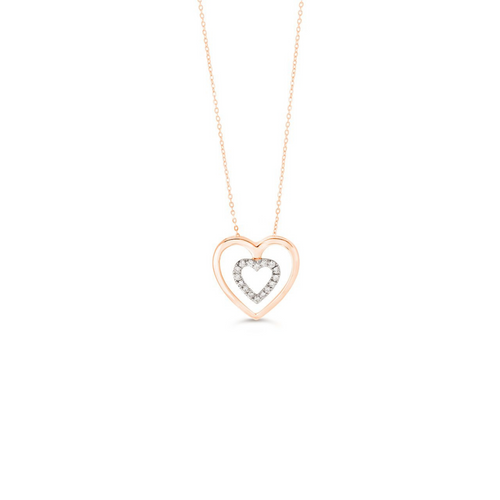 10kt Rose Gold Diamond Double Heart Pendant