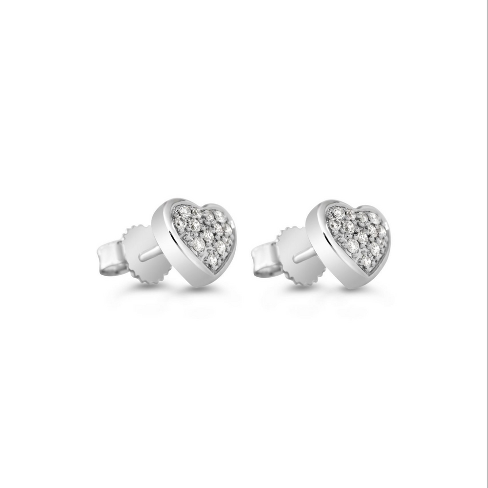 10kt White Gold Diamond Pavé Heart Earrings