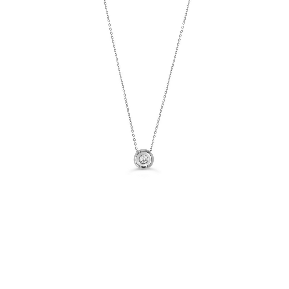 10kt White Gold Bezel Set Solitaire Diamond Pendant