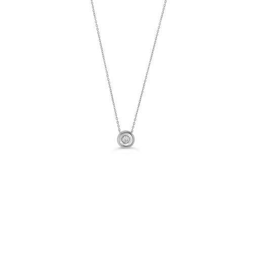 10kt White Gold Bezel Set Solitaire Diamond Pendant