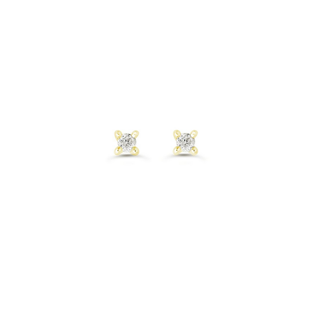 14kt Yellow Gold Prong Set .18tw Diamond Solitaire Stud Earrings