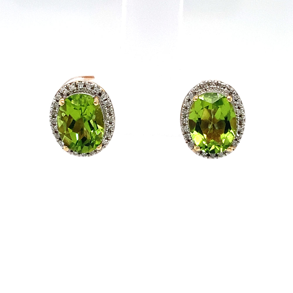 10kt White Gold Peridot Diamond Earrings