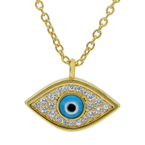 Gold Plated Sterling Silver Evil Eye Necklace