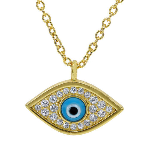 Gold Plated Sterling Silver Evil Eye Necklace