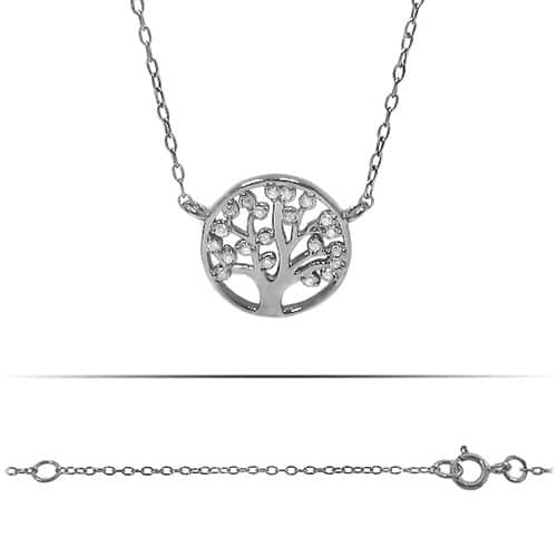 Sterling Silver CZ Tree of Life Pendant