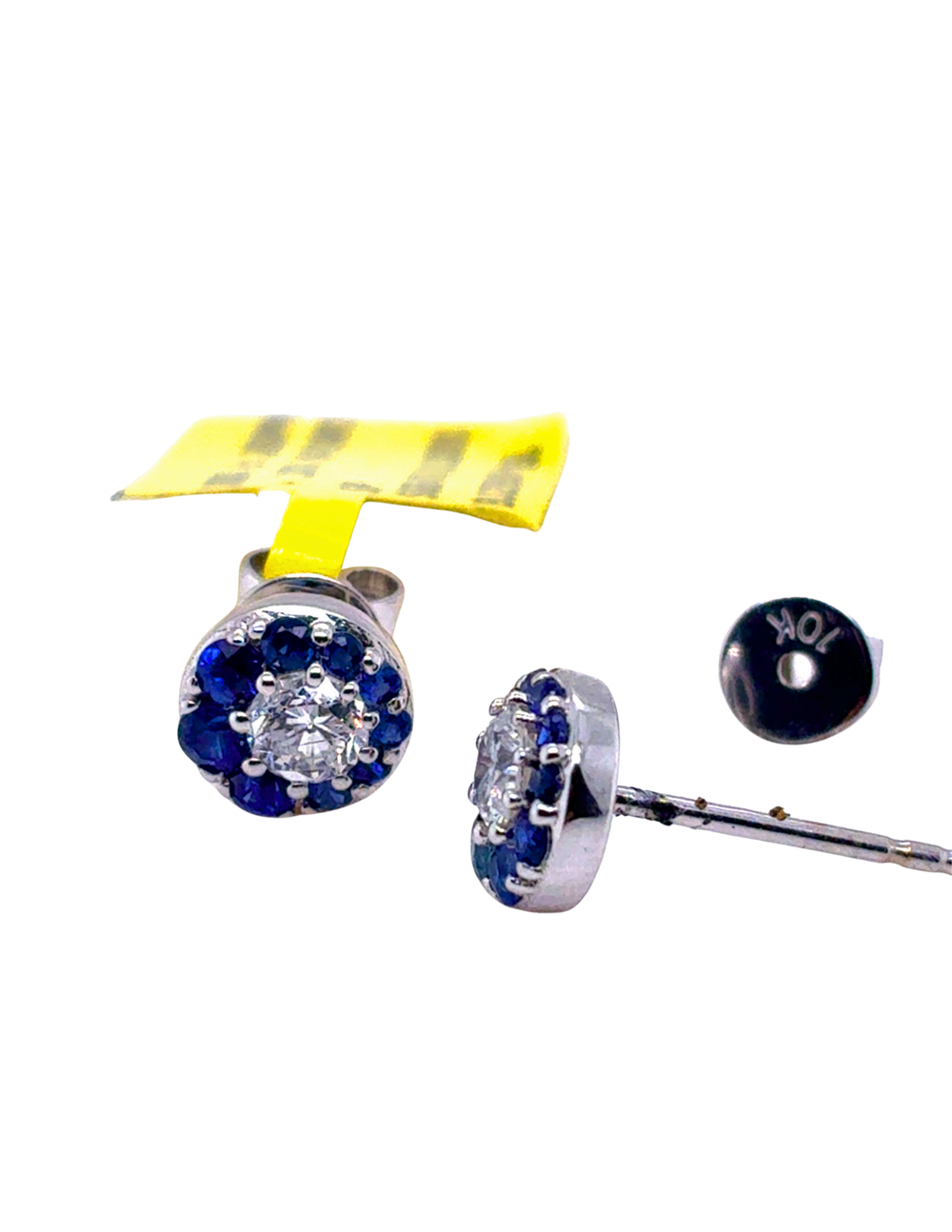 10kt White Gold 0.38 Sapphire + 0.30TW Diamond Earrings