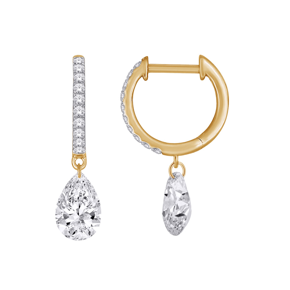 14kt Yellow Gold 1.00TDW Lab Grown Pear Dangle Diamond Earrings