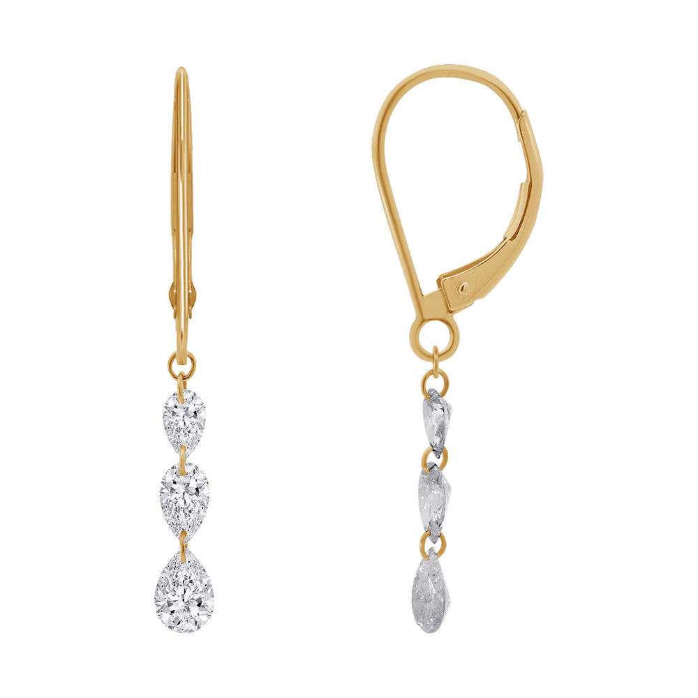 14kt Yellow Gold 2.00TDW Lab Grown Pear Dangle Diamond Earrings