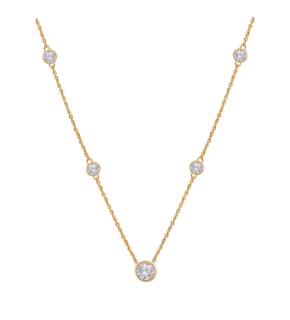 10 Yellow Gold 1ct Total Weight Lab Grown Diamond Stationary Necklace