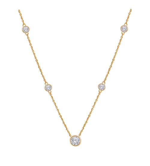 10 Yellow Gold 1ct Total Weight Lab Grown Diamond Stationary Necklace