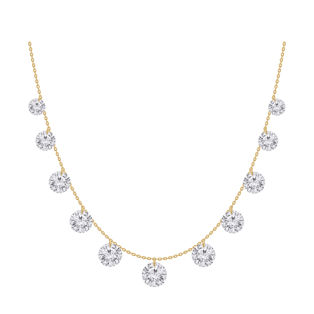 10 Yellow Gold 2ct Total Weight Round Cut Lab Grown Diamond Stationary Necklace