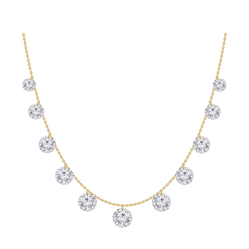 10 Yellow Gold 2ct Total Weight Round Cut Lab Grown Diamond Stationary Necklace