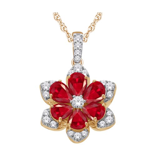 10kt Yellow Gold 1.20 Ruby +0.15 TW Diamond Pendant